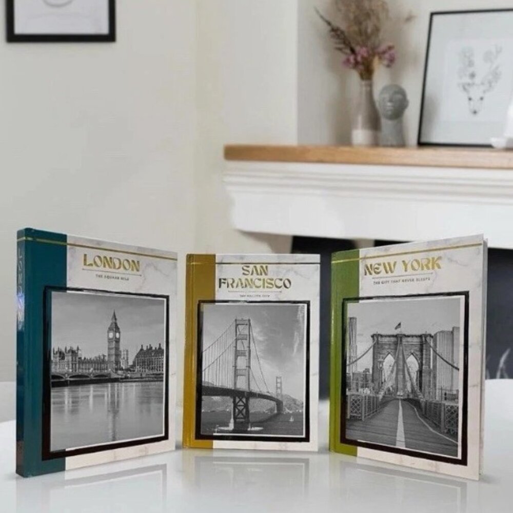 Set of Three Coffee Table Decorative Hardcover Books New Featuring Three Cities